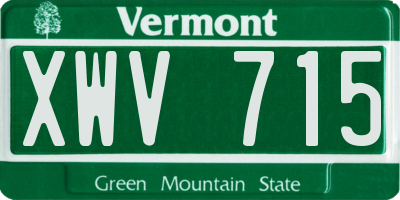 VT license plate XWV715