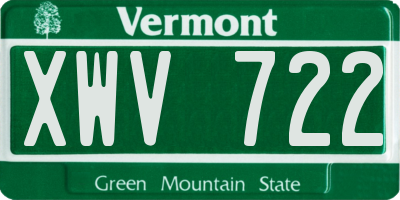 VT license plate XWV722
