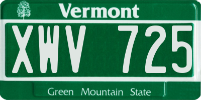 VT license plate XWV725