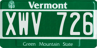 VT license plate XWV726