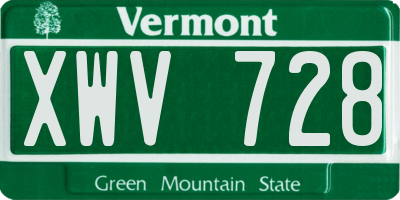VT license plate XWV728