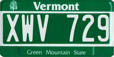 VT license plate XWV729