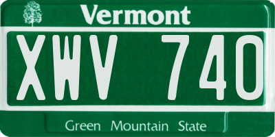 VT license plate XWV740