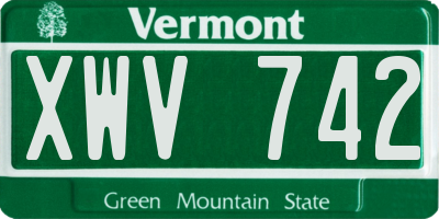 VT license plate XWV742