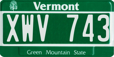 VT license plate XWV743