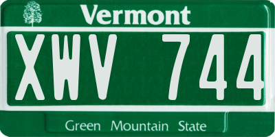 VT license plate XWV744