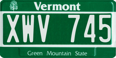 VT license plate XWV745