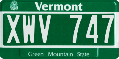 VT license plate XWV747