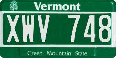 VT license plate XWV748