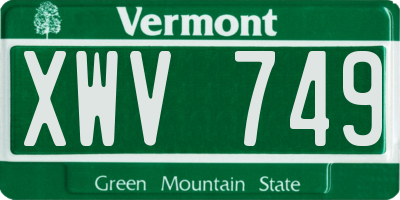 VT license plate XWV749