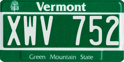 VT license plate XWV752
