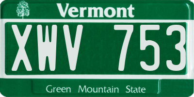 VT license plate XWV753