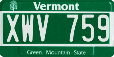 VT license plate XWV759