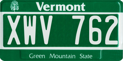VT license plate XWV762