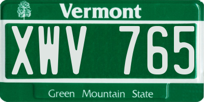 VT license plate XWV765