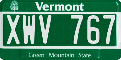 VT license plate XWV767