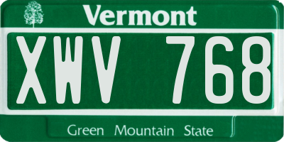 VT license plate XWV768
