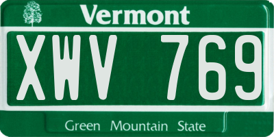 VT license plate XWV769