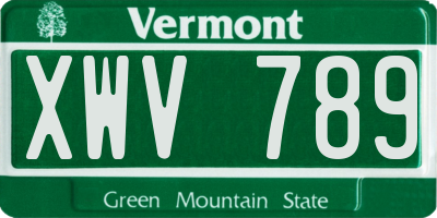 VT license plate XWV789