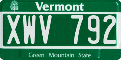 VT license plate XWV792
