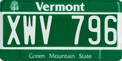 VT license plate XWV796