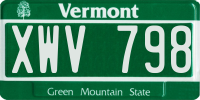 VT license plate XWV798