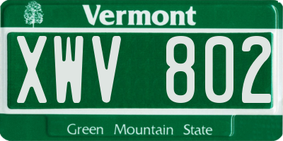VT license plate XWV802