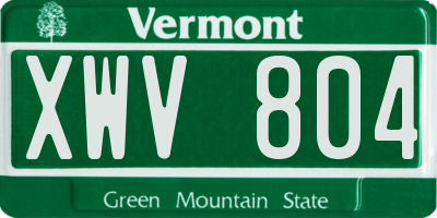 VT license plate XWV804