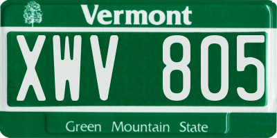 VT license plate XWV805