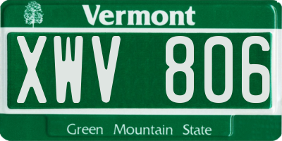 VT license plate XWV806