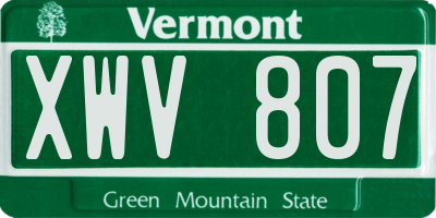 VT license plate XWV807
