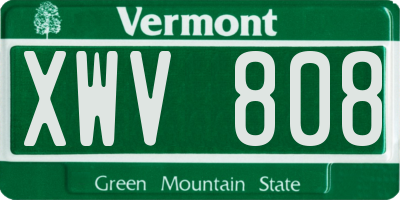 VT license plate XWV808