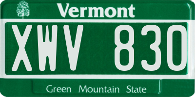 VT license plate XWV830