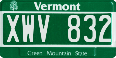 VT license plate XWV832