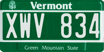 VT license plate XWV834