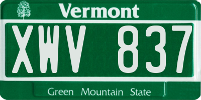 VT license plate XWV837