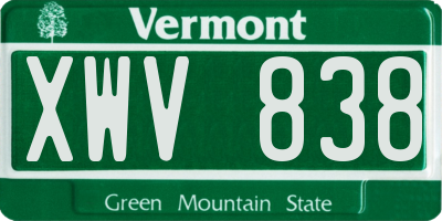 VT license plate XWV838