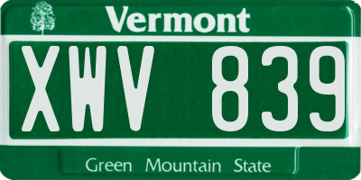 VT license plate XWV839