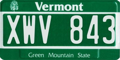 VT license plate XWV843