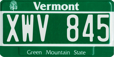 VT license plate XWV845