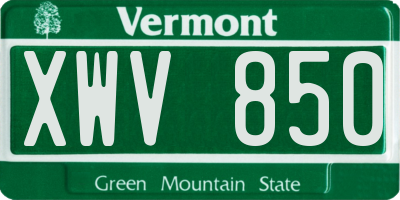 VT license plate XWV850