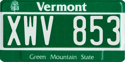 VT license plate XWV853