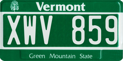 VT license plate XWV859