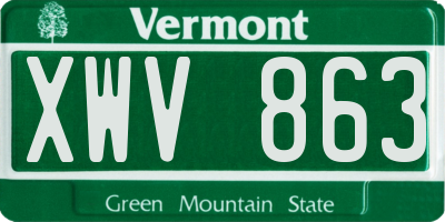 VT license plate XWV863