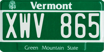 VT license plate XWV865