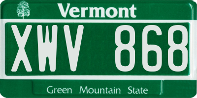 VT license plate XWV868