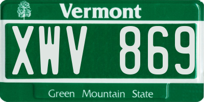 VT license plate XWV869