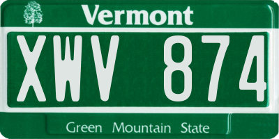 VT license plate XWV874