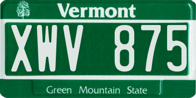 VT license plate XWV875