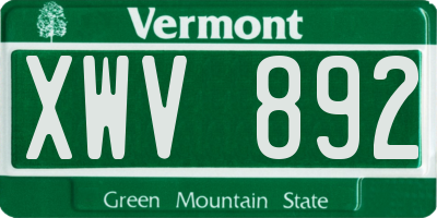 VT license plate XWV892